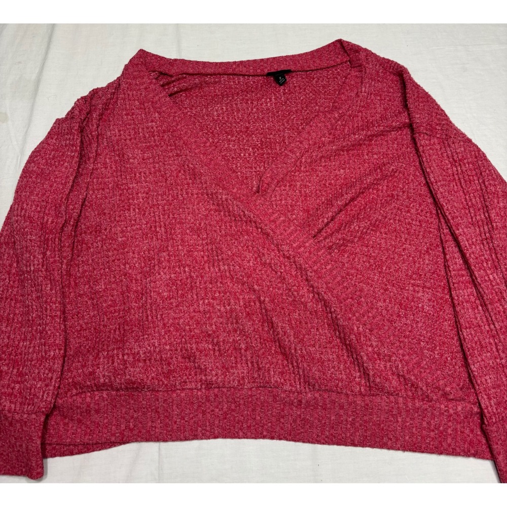 Torrid Pink Waffle Knit Surplice V-Neck Long‎ Sleeve Top Plus Size 2 2X
